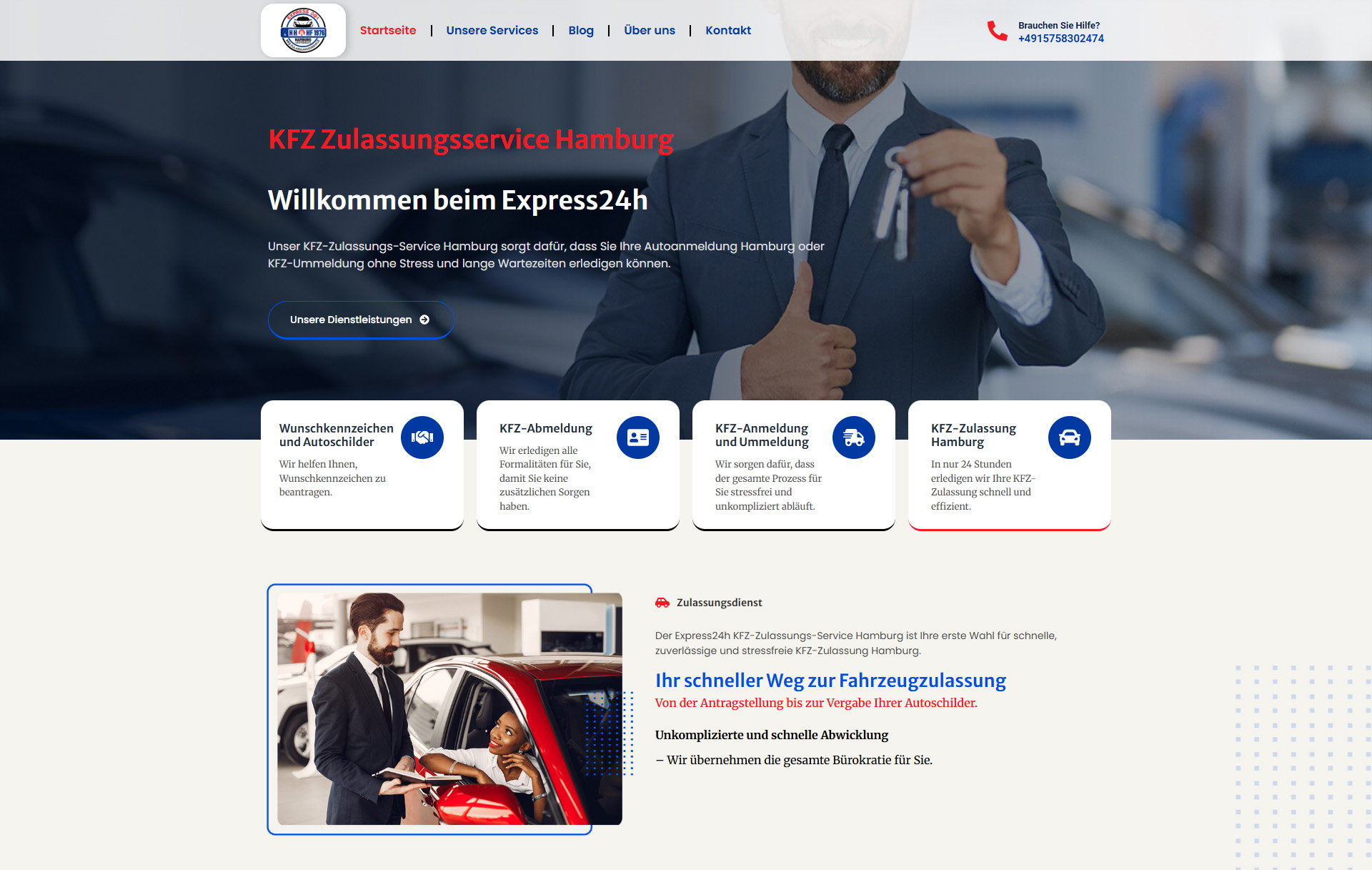 kfzzulassung طراحی سایت خدمات KFZ Zulassung – هامبورگ